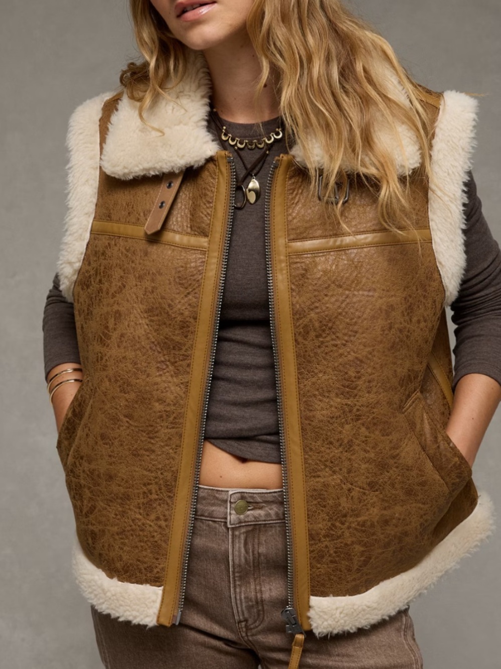 American eagle shearling vest